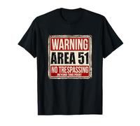 Funny Warning Area 51 Illustration Novelty Graphic Designs Camiseta