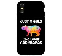 Funny Watercolor Giant Cavy Rodent Colorful Capybara Carcasa para iPhone X/XS