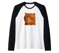 Funny Weird Cat Face Meme Silly Hilarious Cat Confused Camiseta Manga Raglan