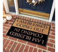 Funny Welcome Doormat,I Am Blessed Coming in I Am Blessed Going Out Doormats,Non-Slip Indoor & Outdoor Mat for Indoor Entrance Front Door,Housewarming Gift,Adds Humor and Blessings to Your Home