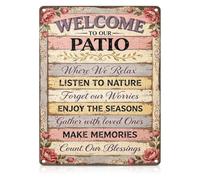 Funny Welcome To Our Patio Metal Tin Sign Outdoor 12x8 Inch