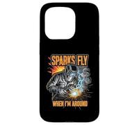 Funny Welder Sparks Fly Fabricator Humor Design Carcasa para iPhone 15 Pro