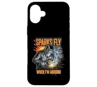Funny Welder Sparks Fly Fabricator Humor Design Carcasa para iPhone 16 Plus