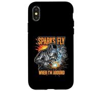 Funny Welder Sparks Fly Fabricator Humor Design Carcasa para iPhone X/XS