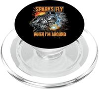 Funny Welder Sparks Fly Fabricator Humor Design PopSockets PopGrip para MagSafe