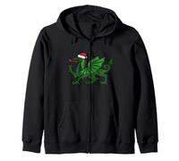 Funny Welsh Dragon Christmas Welsh Xmas Santa Hat Gales Sudadera con Capucha