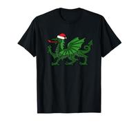 Funny Welsh Dragon Christmas Welsh Xmas Santa Hat Wales Camiseta