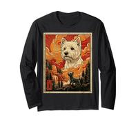 Funny West Highland Terrier Meme Lindo Vintage Retro Art Dog Manga Larga