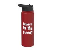 Funny Where Is My Food Retro Sarcástico Hambriento Foodie Citas Stainless Steel Insulated Water Bottle