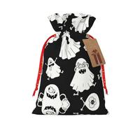 Funny White Ghost - Bolsa de regalo de gran capacidad de 4.7 x 6.9 pulgadas con cordón para tus preciosos regalos de Halloween, 1 unidad