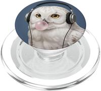 Funny White Owl Music Lover Bubblegum Zoo Niños Niñas Niños PopSockets PopGrip para MagSafe