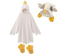 Funny White Wearable Blanket With Sleeves And GooseFeet Slippers, Cute Ducks Animals Hoodie Wearable Blankets With Shoes | For Home Living Room Bedroom Movie Night Party Family Gathering Camping