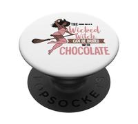 Funny Wicked Black Witch Chocolate Melanina Halloween Witches PopSockets PopGrip Adhesivo