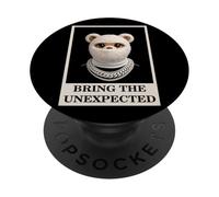 Funny Wild Teddy Bear with Fur Mask Bring The Unexpected PopSockets PopGrip Adhesivo