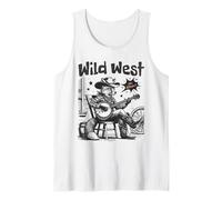 Funny Wild West Cowboy Fox Jugando Banjo Vintage Country Camiseta sin Mangas