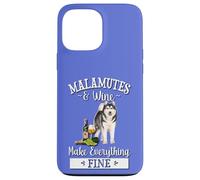 Funny Wine Makes Everything Fine Malamute Dog Lover Carcasa para iPhone 13 Pro Max