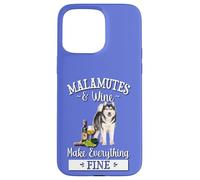 Funny Wine Makes Everything Fine Malamute Dog Lover Carcasa para iPhone 15 Pro Max