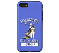 Funny Wine Makes Everything Fine Malamute Dog Lover Carcasa para iPhone SE (2020) / 7 / 8