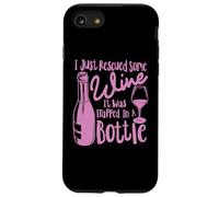 Funny Wine Retro I Rescated Wine Trapped In A Bottle Girl Red Carcasa para iPhone SE (2020) / 7 / 8