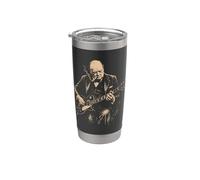 Funny Winston Churchill tocando la guitarra Vaso térmico de acero inoxidable de doble pared