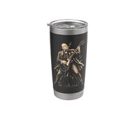 Funny Winston Churchill tocando la guitarra Vaso térmico de acero inoxidable de doble pared