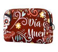 Funny with Dead Day Woman Skeletons - Bolsa de cosméticos para mujer, neceser de viaje, bolsa organizadora de maquillaje grande con cremallera, multicolor, 18.5x7.5x13cm/7.3x3x5.1in, Neceser
