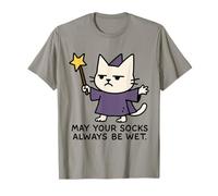 Funny Wizard Cat Meme Sarcastic Cute Wet Socks Humor Camiseta
