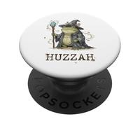 Funny Wizard Frog Huzzah Meme Fantasy Humor Cottagecore PopSockets PopGrip Adhesivo