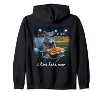 Funny Wolf Baseball, Vivo aquí Ahora Sudadera con Capucha