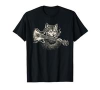 Funny Wolf Fumando Tocando Guitarra, Rock'n Roll Music Camiseta