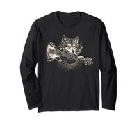 Funny Wolf Fumando Tocando Guitarra, Rock'n Roll Music Manga Larga