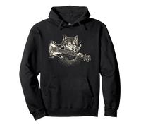 Funny Wolf Fumando Tocando Guitarra, Rock'n Roll Music Sudadera con Capucha