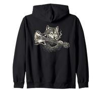 Funny Wolf Fumando Tocando Guitarra, Rock'n Roll Music Sudadera con Capucha