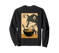 Funny Wolf Ramen Graphic Tee Arte japonés Kawaii Anime Wolf Sudadera