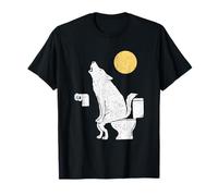 Funny Wolf Toilet Moon Baño Humor Arte Animal Camiseta