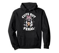 Funny Women Cute but Feral Girl Summer Raccoon Sudadera con Capucha