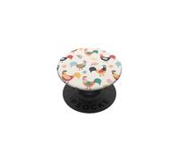 Funny Womens Backyard Retro Vintage Pattern Chicken Lover PopSockets PopGrip Adhesivo