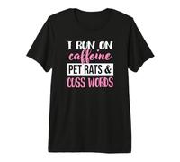 Funny Womens Caffeine and Cuss Words Pet Rat Lover Camiseta Premium