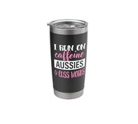 Funny Womens Caffeine & Australian Shepherd Lover Vaso térmico de acero inoxidable de doble pared