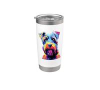 Funny Womens Colorful Paint Splash Miniature Schnauzer Lover Vaso térmico de acero inoxidable de doble pared