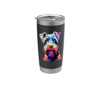 Funny Womens Colorful Paint Splash Miniature Schnauzer Lover Vaso térmico de acero inoxidable de doble pared