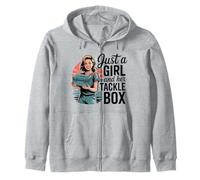 Funny Women's Fishing Just a Girl with Her Tackle Box Sudadera con Capucha