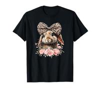 Funny Womens Girls Floral Leopard Holland Lop Rabbit Lover Camiseta