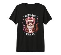 Funny Womens Girls Heart Glasses Cute But Feral Ferret Lover Camiseta Premium