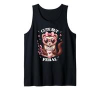 Funny Womens Girls Heart Glasses Cute But Feral Ferret Lover Camiseta sin Mangas