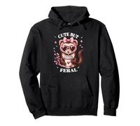 Funny Womens Girls Heart Glasses Cute But Feral Ferret Lover Sudadera con Capucha