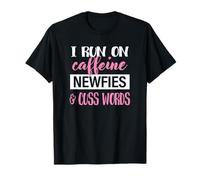 Funny Womens Girls I Run On Caffeine & Newfies Dog Lover Camiseta