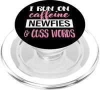 Funny Womens Girls I Run On Caffeine & Newfies Dog Lover PopSockets PopGrip para MagSafe