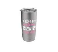 Funny Womens Girls I Run On Caffeine & Newfies Dog Lover Vaso térmico de acero inoxidable de doble pared