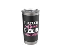 Funny Womens Girls I Run On Caffeine & Newfies Dog Lover Vaso térmico de acero inoxidable de doble pared